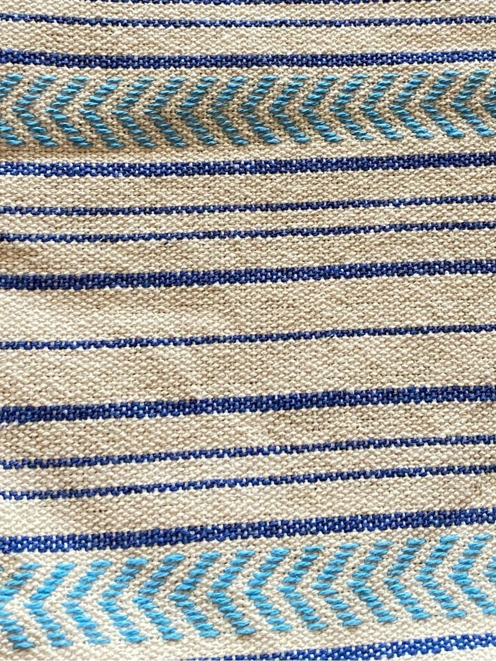 Isaac Mizrahi Placemat Set 4 One Size 6 Total Cotton Striped Blue Fringe Boho